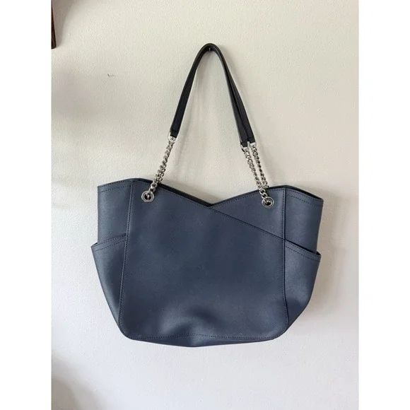 Michael Kors Jet Set Large Saffiano Leather Shoulder Bag Blue - Picture 6 of 15